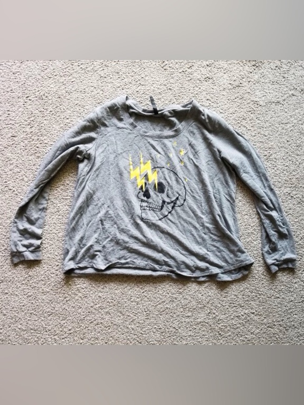 Rare torrid Gray Skull Graphic Pullover with Yellow Lightning - Picture 2 of 7